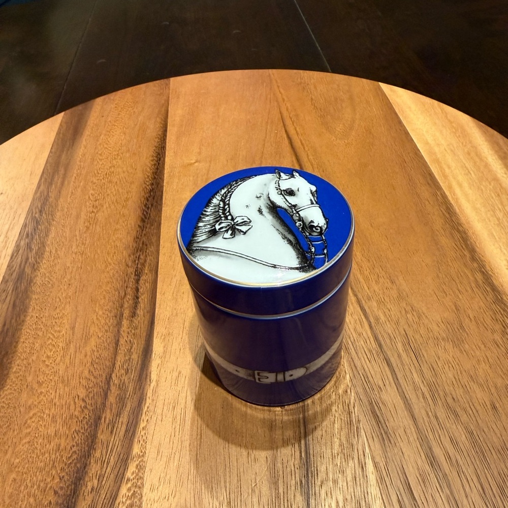 Ceramic lidded trinket box Portugal Cavalo Lusitano JPM Ana Aravyo EUC